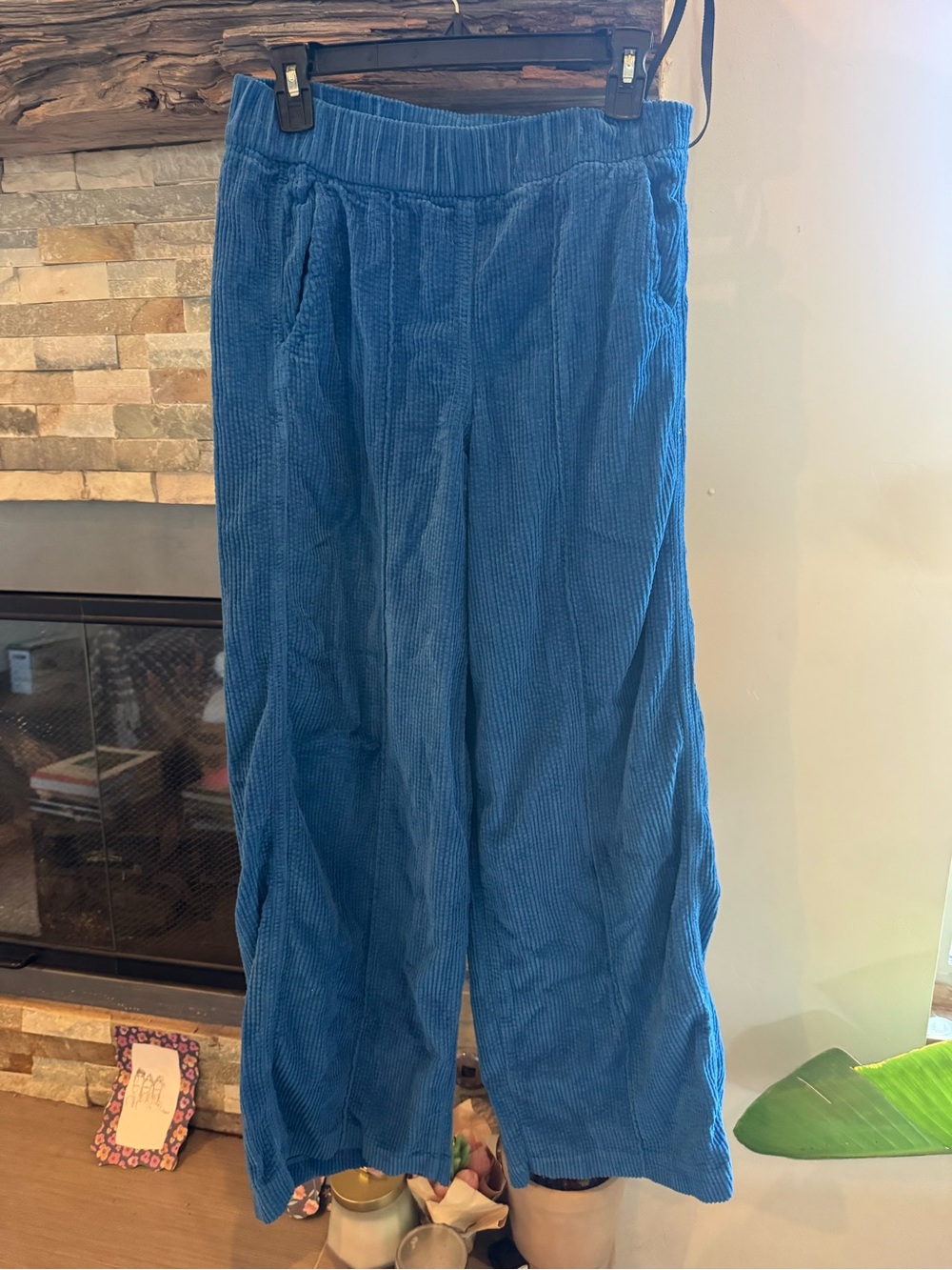 ME+EM Teal-Blue Corduroy Wide-Leg Men’s Trousers